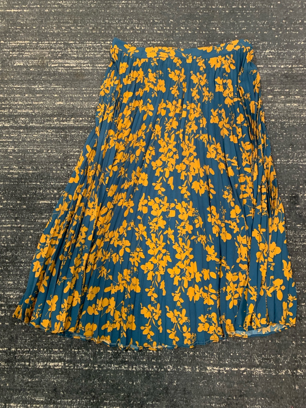 Skies Are Blue Teal Maxi Skirt with Mustard Floral Print
